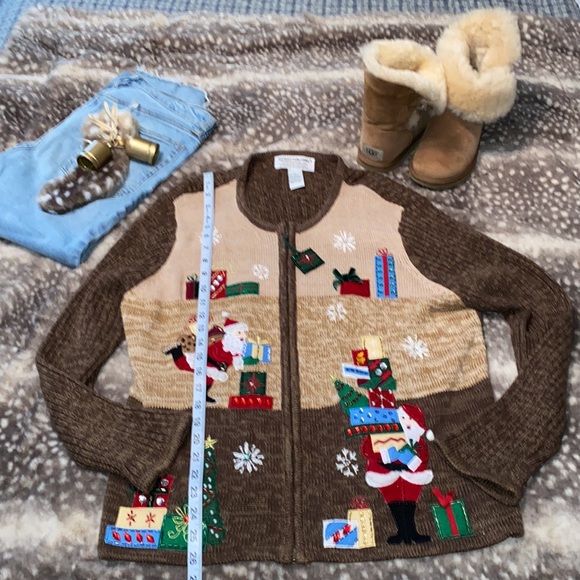 Heirloom collectibles Christmas Collection Zip up vintage Sweater Large - Picture 5 of 9